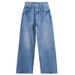 Women's Clothing High Waist Loose Fit Cotton Jeans - Turkish Blue Washed Wide Leg Pants For Casual & Office Wear_mkmklike.com