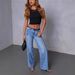 Vintage High-Waisted Straight-Leg Jeans – Light Blue Patchwork Denim For Women_mkmklike.com