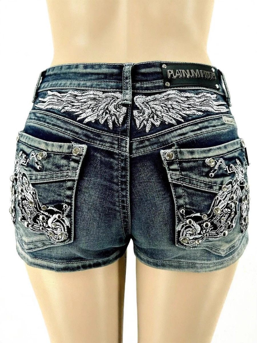 Women's Clothing Summer High Street Sexy Hot Girl Style Fashion Hot Pants Embroidered Denim Shorts_mkmklike.com