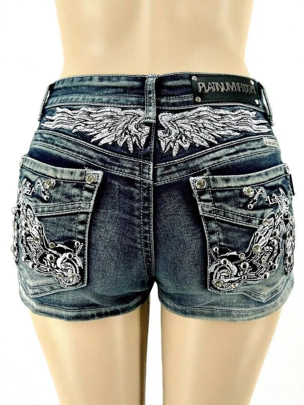 Women's Clothing Summer High Street Sexy Hot Girl Style Fashion Hot Pants Embroidered Denim Shorts_mkmklike.com