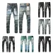 Mens Designer Street Hole Patch Print Hip Hop Black Grey White Trousers Fashion High End Quality Slim Fit Jeans Pants_mkmklike.com