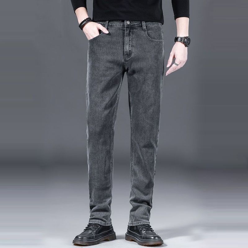Men's Stretch Denim Jeans Slim Fit Straight Leg Trousers Cross Border Summer Thin Long Pants_mkmklike.com