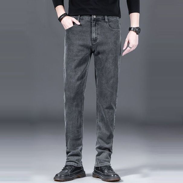 Men's Stretch Denim Jeans Slim Fit Straight Leg Trousers Cross Border Summer Thin Long Pants_mkmklike.com