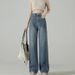 Spring And Summer Hot-selling White Straight-leg Jeans Women, Loose-fitting, Slimming, With A Drapey Effect, Suitable_mkmklike.com