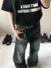 Men's American Vintage Washed Black Jeans - Relaxed Wide Leg Fit, Distressed Cat Whisker Details, Cleanfit Unisex Style_mkmklike.com