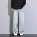 Men's Clothing NASA black jeans men's spring and autumn new loose straight trousers high street casual pants_mkmklike.com