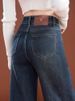 Fleece-Lined Autumn Winter New Style Floor-Lgth High-Waisted Retro Jeans Loose Wide-Leg Pants For Pear-Shaped Body_mkmklike.com