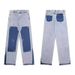 2025 New Style High Waisted Color Blocked Casual Wide Leg Denim Pants For Men Versatile, Loose Fit, Slimming, Floor Length Pants_mkmklike.com