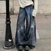 Vintage Washed Oversized Cargo Jeans - Reverse Waistband & Curved Hem Design For Streetwear Enthusiasts_mkmklike.com