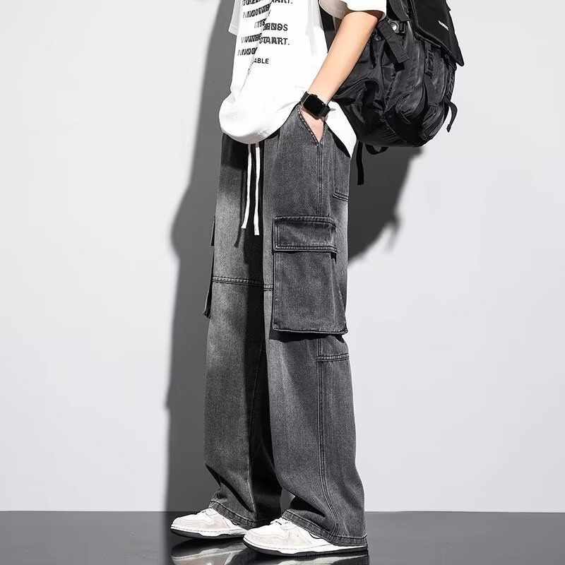 Men's Clothing American Retro Workwear Jeans Men's Loose Straight Wide Leg Casual Trousers Men's Denim Trousers_mkmklike.com