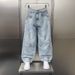 Unisex Distressed Denim Pants – Oversized Straight-Leg, Vintage Washed Blue Jeans With Splatter Paint Design_mkmklike.com