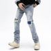 Nordmann High Street Ripped Patch Jeans Men Vintage Versatile Fit Long Trendy American Style Straight Slim Casual Pants_mkmklike.com