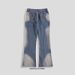 American Washed Distressed Patchwork Deconstruction Gradient Jeans, Men's Trendy Brand, Cool And Loose, Slightly Flared_mkmklike.com