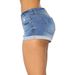 Women's Distressed Roll-Up Denim Shorts – High Waist Stretch Ripped Jeans Shorts For Casual & Streetwear_mkmklike.com