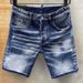 D2 Men's Denim Shorts Five-Point Mid-Length Laser Watermark Original Open Front International Station Stretch_mkmklike.com