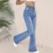 Women's High-Waisted Flared Jeans – Stretchy Bootcut Denim Pants, Retro & Chic_mkmklike.com