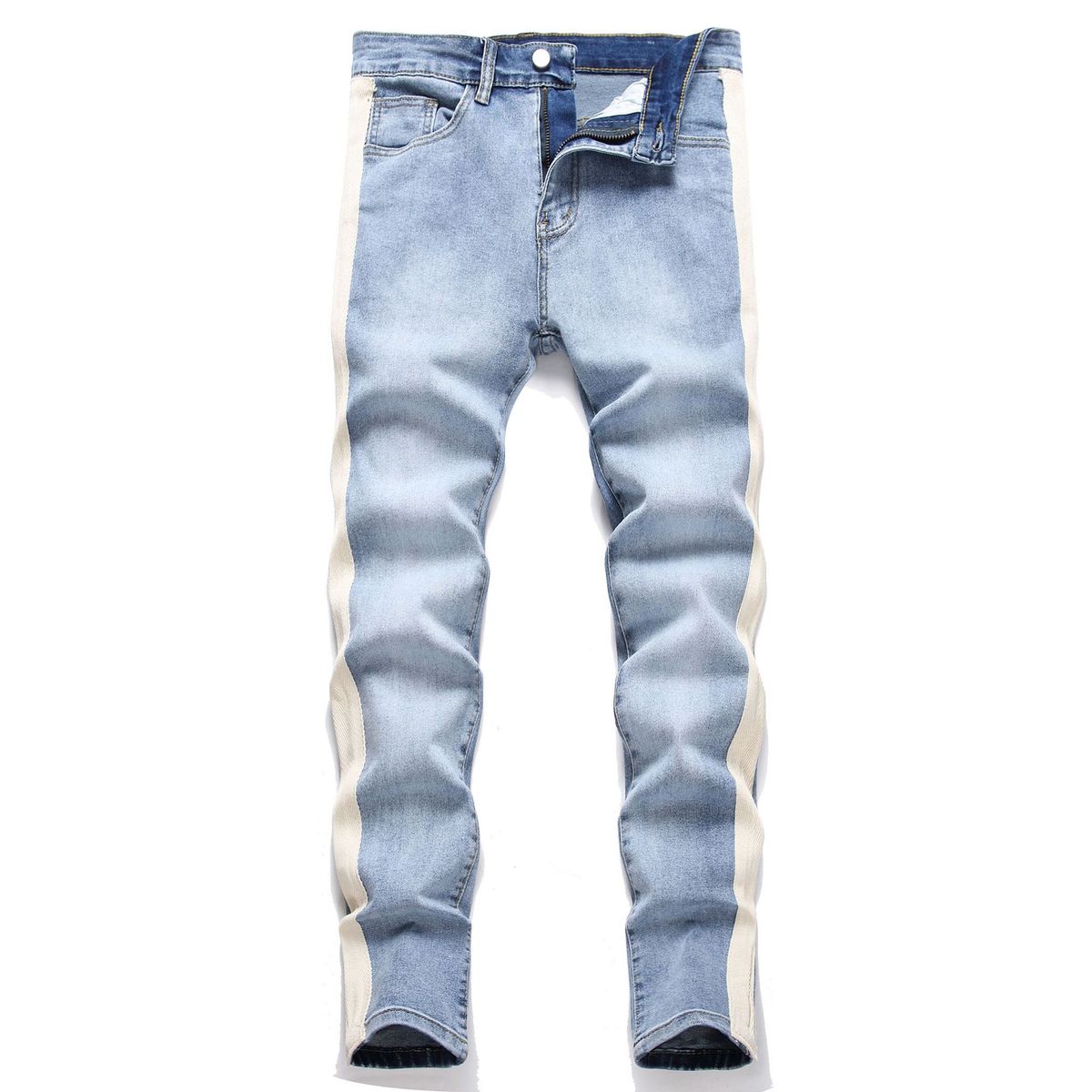Men's Clothing Denim Solid Color Slim Fit Skinny Elastic Slim Fit Men's Jeans Selfie Photos_mkmklike.com