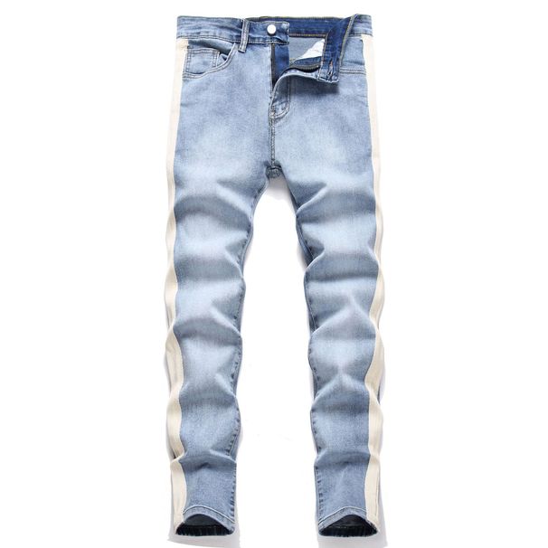 Men's Clothing Denim Solid Color Slim Fit Skinny Elastic Slim Fit Men's Jeans Selfie Photos_mkmklike.com