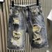 Men's Trendy Ripped Denim Shorts High End Style Five Point mid Length Casual Summer Pants for Teenagers_mkmklike.com