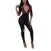 Women's fashion skinny jeans Rose embroidery suspender romper_mkmklike.com