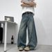 Men's Clothing Deconstructed Patchwork Jeans Wide Leg Curved Straight Leg Floor Length Trousers For Men And Women_mkmklike.com