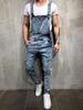 Pure Fashion Suspender Jumpsuit Distressed Men's Export Jeans Long Pants Overalls_mkmklike.com