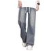 Men's Clothing Straight Leg Wide Leg Pants Trendy American Style Three Stripes Long Trousers New Fashion_mkmklike.com