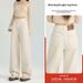 In-stock Three-needle Beige Spring-autumn High-waisted Straight Narrow-fit Women's Jeans With A Wide-leg Drape Effect,_mkmklike.com
