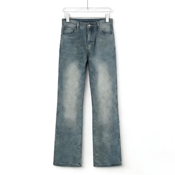 Men's American Style Washed Flared Jeans Loose Fitting Trendy Spring Retro Curved Blade Semi-Elastic Midweight Straight Pants_mkmklike.com