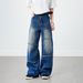 Men's Straight Leg Jeans Loose Fit Wide Leg High Street Style Trendy Brand Cool And Stylish Patchwork Design Spring Autumn_mkmklike.com
