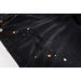 Unisex Y2K Stacked Flared Jeans, Black-Grey Fade, Multi-Layer Rips, Gold & Silver Splatter, Summer Breathable_mkmklike.com
