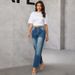Women’s Clothing spot high waist slim retro blue crease loose straight jeans casual pants_mkmklike.com