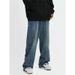 Nordmann Premium Jeans For Men Youth Spring Autumn Loose Straight Casual Long Japanese Retro Washed Distressed Wide-Leg Pants_mkmklike.com