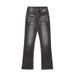 American High Street Vibe Feng Shui Wash Black Gray Slim Fit Jeans For Men And Women Trendy Brand Micro Flared Cleanfit_mkmklike.com
