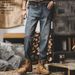 Men's Vintage American Style Relaxed Straight Leg Jeans - Fleece Lined Winter Casual Denim Pants With Washed Finish_mkmklike.com