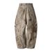 Men's Distressed Wide Leg Pants High Street Trendy Retro Casual Curved Denim Texture Loose Fit Mud Yellow_mkmklike.com