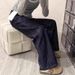 Plus Size Retro Dark Street Design Straight Leg Jeans For Women Autumn High Waist Draped Slimming Floor-Length Wide-Leg_mkmklike.com