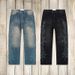 Distressed High-Street Jeans – Ripped & Bedazzled Denim (Black/Blue, Sizes 30-38) | Vintage-Inspired Streetwear With Rhinestone Details_mkmklike.com