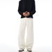 Baggy Twill Cotton Pants Unisex High-Waisted Wide-Leg Trousers, Deconstructed Hem, 100% Cotton, Streetwear (Black/Brown/White, Oversized Fit)_mkmklike.com
