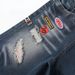 Men's Trendy Distressed Embroidered Shorts Loose Straight Leg Mid Waist Versatile Denim Shorts With Slight Stretch_mkmklike.com