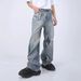Vibe Style Niche Design Graffiti Ripped Jeans High Street Slimming Floor Length Trousers Trendy_mkmklike.com