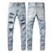 Men's Clothing European And American Casual All Match High Street Jeans Men's Patch Hand Worn Holes Slim Fit Slim Feet 1307_mkmklike.com