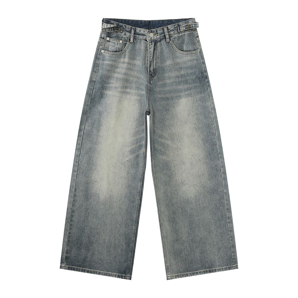 Men's Vintage Washed Blue Jeans – 90s Relaxed Straight-Leg Denim Pants With Distressed Fading & Wide Fit (S-XL, Mid-Rise, Zip Fly)_mkmklike.com