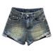 Retro High-Waisted Denim Shorts for Petite Women Slim Fit Distressed Design A-Line Hot Pants Summer 2025 Style_mkmklike.com