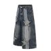 Vintage Americana Star Patch Embroidered Distressed Denim Capri Pants For Men And Women, High Street Summer Wide Leg Cropped Trousers_mkmklike.com