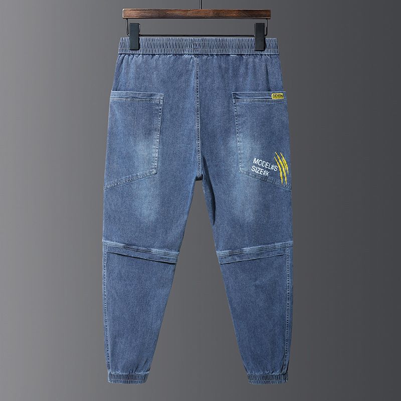 Large Size Men's Clothing, American Foreign Trade Jeans, Men's Trendy Brand Loose Splicing Leggings, Men's Fat Man, Tooling Pants_mkmklike.com