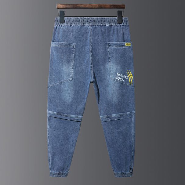 Large Size Men's Clothing, American Foreign Trade Jeans, Men's Trendy Brand Loose Splicing Leggings, Men's Fat Man, Tooling Pants_mkmklike.com