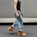 2025 American Street Washed Insects Graffiti Summer Denim Shorts Men's Loose Straight Casual Cropped Pants_mkmklike.com