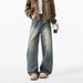 BOY Pishuai High Street Jeans New Straight-leg Loose Long American Cleanfit Pants Men's Wide-leg Scimitar_mkmklike.com