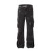 Men's Vintage Workwear Jeans - Distressed Straight-Leg Denim Pants With Artistic Tie-Dye Wash & Utility Pockets For Streetwear_mkmklike.com